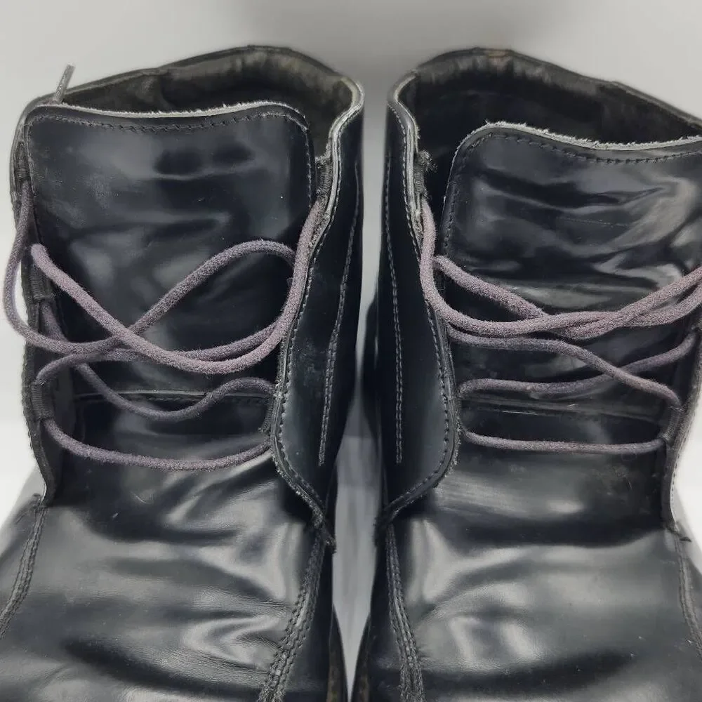 Men's Size 8.5M Black Leather Square Toe Heeled Dress Shoes